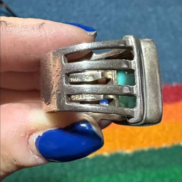 Barse Turquoise beth dutton inspired sterling silver 925 wide band ring - Picture 13 of 14